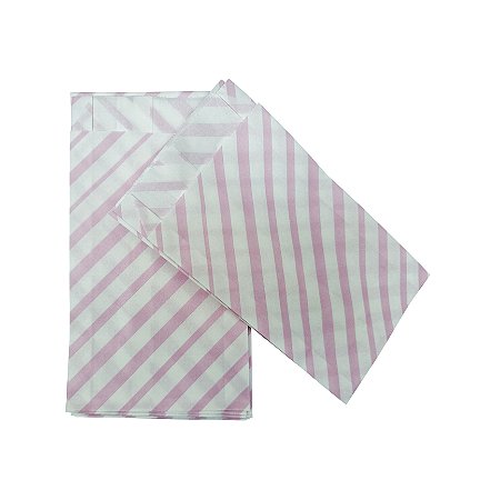 SAQUINHO DE PAPEL LISTRADO ROSA BEBÊ (50 UNIDADES)