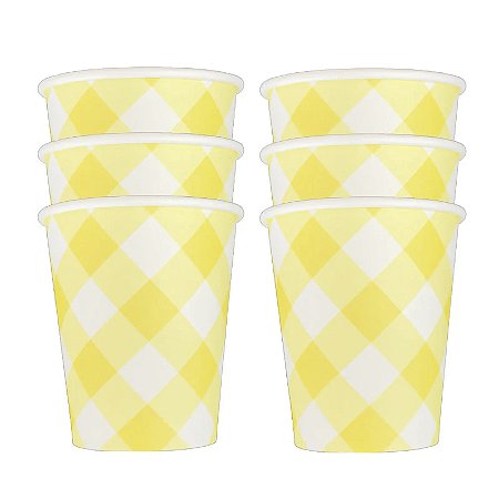 COPO DE PAPEL XADREZ AMARELO (8 UNIDADES)