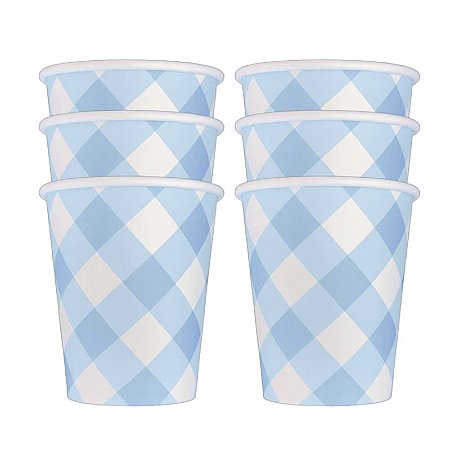 COPO DE PAPEL XADREZ AZUL (8 UNIDADES)