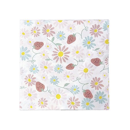 GUARDANAPO DE PAPEL MARGARIDAS E MORANGOS (8 UNIDADES)