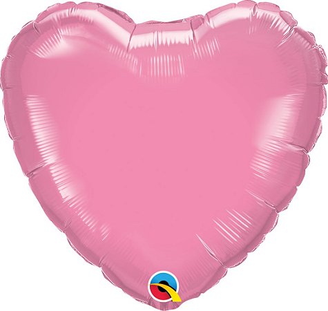 BALÃO METALIZADO CORAÇÃO ROSA CHICLETE 18" (UNIDADE)