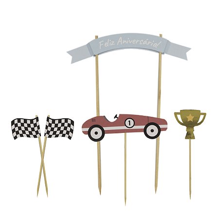 TOPPERS CARROS DE CORRIDA (10 UNIDADES)