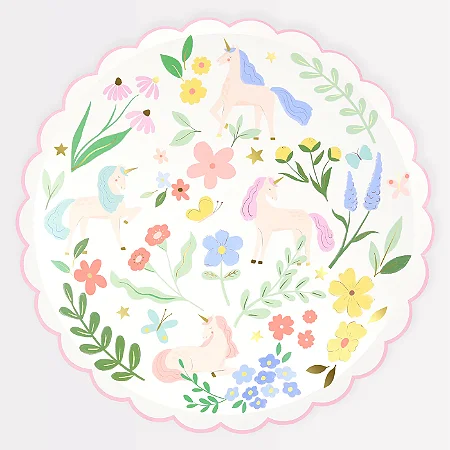 PRATO UNICÓRNIO MERI MERI G (8 UNIDADES)