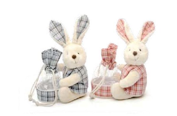 BOLSINHA COELHO XADREZ AZUL (16 CM)