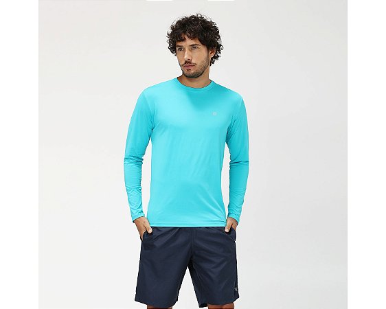 Camiseta com Proteção Solar UV.LINE - UVPRO - Azul piscina
