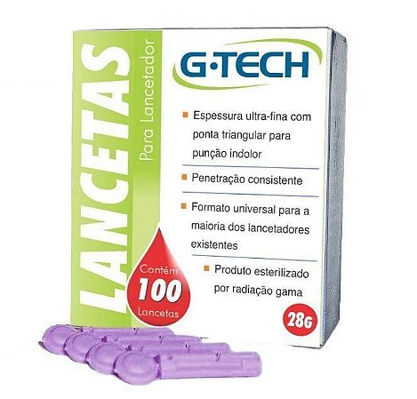 Lancetas caixa c/100 unidades - G-Tech