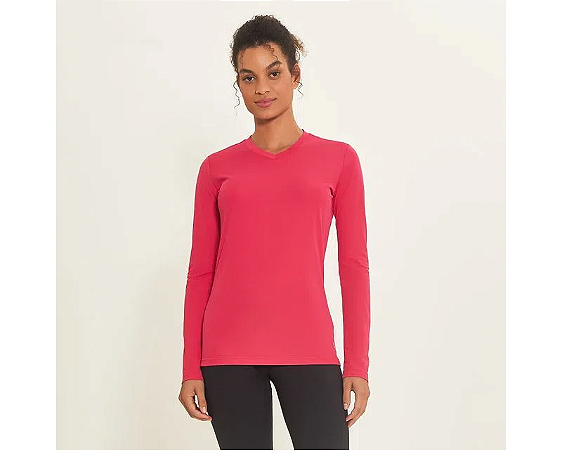 Camiseta com Proteção Solar manga longa Sport Fit Feminina UV.LINE - Pink