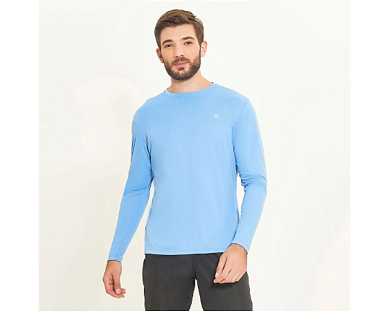 Camisa UV Masculina Com Proteção Solar Uvpro Azul Oceano - UV LINE