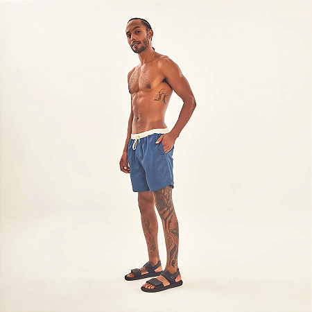 Shorts Acqua Boxer Masculino UV Com Proteção Solar Aço/Off White