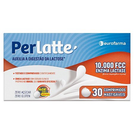 PERLATTE 9000FCC DIGESTÃO DA LACTOSE CX.C/30 COMPRIMIDOS ENZIMA LACTASE