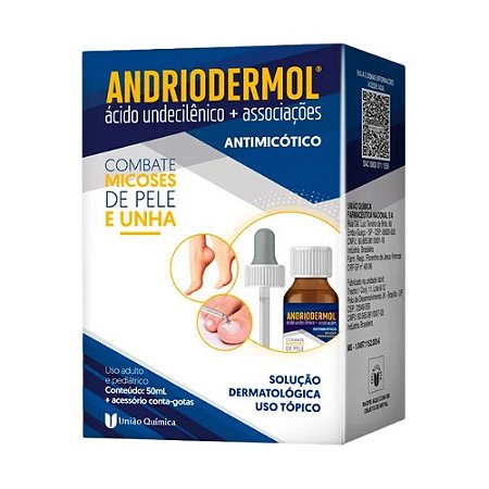 ANDRIODERMOL SOLUÇÃO DERMATOLÓGICA 50ML + COTA GOTAS UNDECILENICO