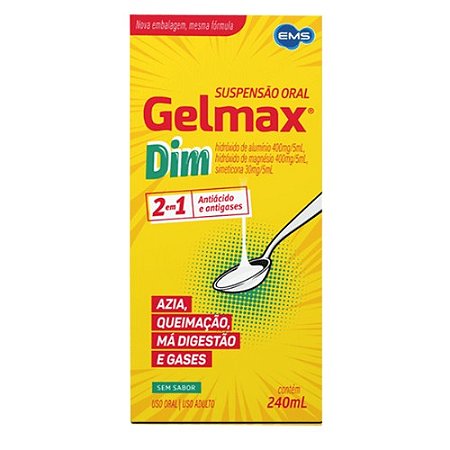 GELMAX DIM SUSPENSÃO ORAL 240ML ( HIDRÓXIDO ALUMÍNIO HIDRÓXIDO MAGNÉSIO SIMETICONA )