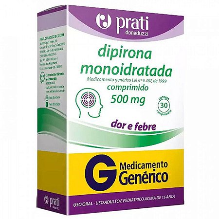 DIPIRONA MONOIDRATADA 500MG C/30 COMPRIMIDOS (PRATI)