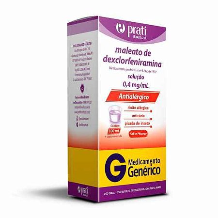 MALEATO DEXCLORFENIRAMINA 0,4MG/ML 100ML SB.PÊSSEGO (PRATI)