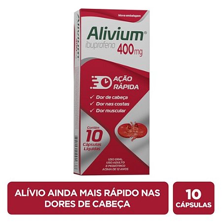 ALIVIUM 400MG C/10 CÁPS.LÍQUIDAS IBUPROFENO (VALIDADE 05/2025)