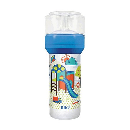 MAMADEIRA SUPER DIVERTIDA LILLO 260ML AZUL BICO SILICONE