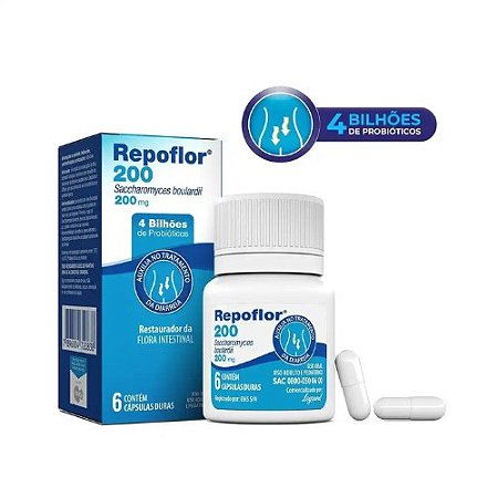 REPOFLOR 200MG PROBIÓTICO 4BILHÕES C/6 CÁPSULAS ( SACCHAROMYCES BOULARDII )