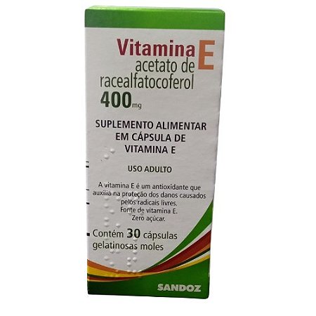 VITAMINA E 400MG SANDOZ C/30 CÁPSULAS