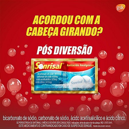 SONRISAL C/2 COMP.EFERVESCENTES SEM SABOR