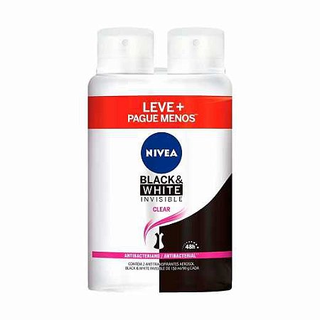 NIVEA ANTITRANSPIRANTE AEROSOL LEVE+PAGUE-  150ML - BLACK & WHITE INVISIBLE CLEAR