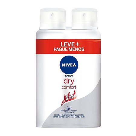NIVEA ANTITRANSPIRANTE AEROSOL LEVE+PAGUE-  150ML - ACTIVE DRY COMFORT