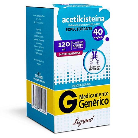 ACETILCISTEÍNA 40MG/ML PED. 120ML SB.FRAMBOESA (LEGRAND)
