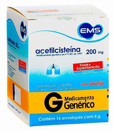 ACETILCISTEÍNA 200MG/5G. SACHÊ GRANULADO C/16 ENVELOPES SB.LARANJA (EMS)