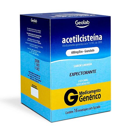 ACETILCISTEÍNA 600MG/5G. SACHÊ GRANULADO C/16 ENVELOPES SB.LARANJA (GEOLAB)