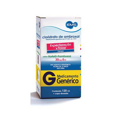 CLORIDRATO AMBROXOL 30MG/5ML AD. C/120ML SB.HORTELÃ-FRAMBOESA (EMS)