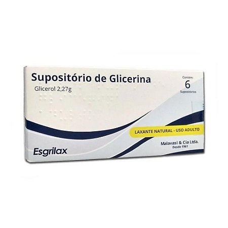 SUPOSITÓRIO GLICERINA ESGRILAX C/6 UNIDADES - ADULTO