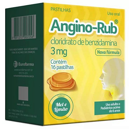 ANGINO RUB 3MG C/16 PASTILHAS SB.MEL E LIMÃO