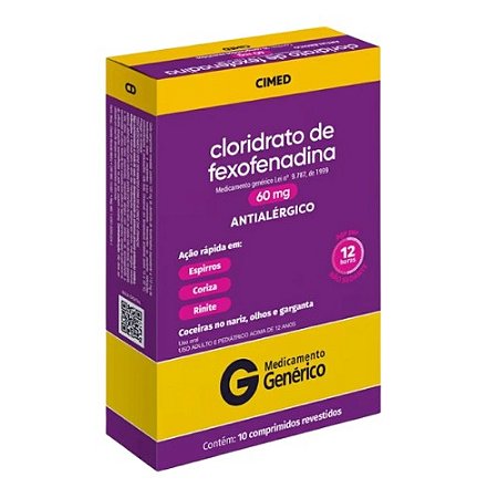 CLORIDRATO FEXOFENADINA 60MG C/10 COMP.REVEST (CIMED)