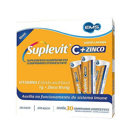 SUPLEVIT C + ZINCO C/30 COMP.EFERV. SB.LARANJA