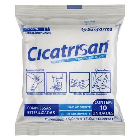 COMPRESSAS ESTERELIZADAS 15CM X 15CM NÃO ABSORVENTE C/10 UNIDADES SANFARMA