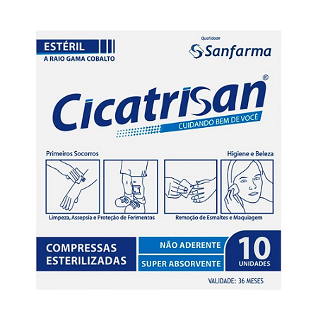 COMPRESSAS ESTERELIZADAS 15CM X 15CM NÃO ADERENTE C/10 UNIDADES SANFARMA