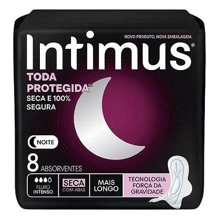 INTIMUS NOTURNO TODA PROTEGIDA COBERTURA SECA C/ABAS 8 ABSORVENTES