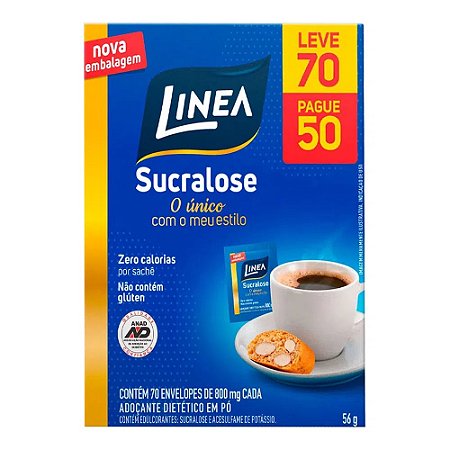 LINEA ADOÇANTE DIETÉTICO SUCRALOSE CX.C/70 ENVELOPES 800G CADA