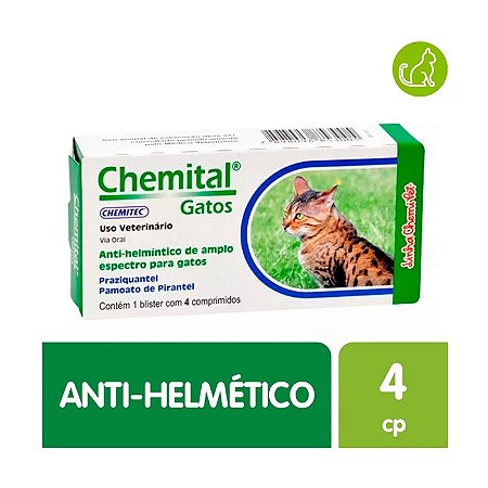 CHEMITAL GATOS PRAZIQUANTEL C/4 COMPRIMIDOS
