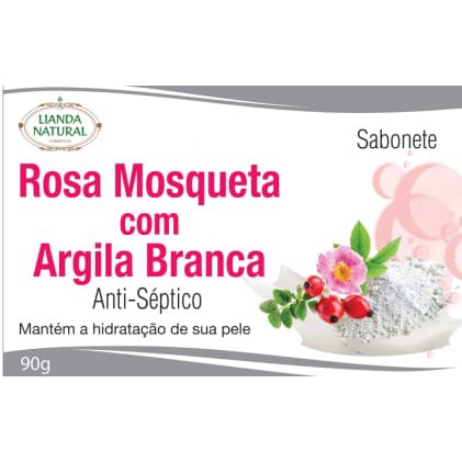 SABONETE ROSA MOSQUETA C/ ARGILA BRANCA 90G LIANDA NATURAL