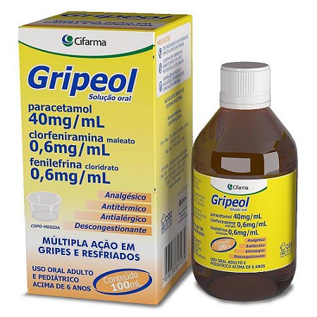 GRIPEOL SOLUÇÃO ORAL ANTIGRIPAL FR.C/100ML