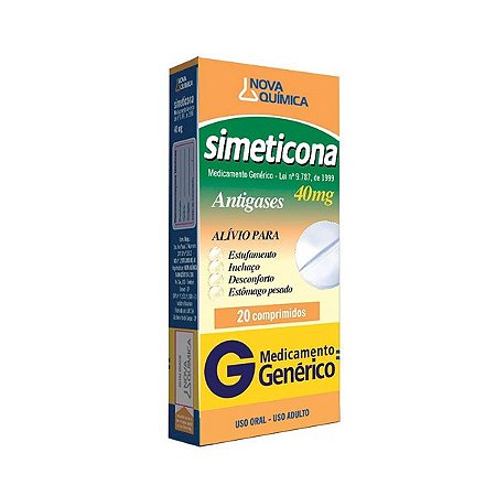 SIMETICONA 40MG CX.C/20 COMPRIMIDOS (NOVA QUÍMICA)