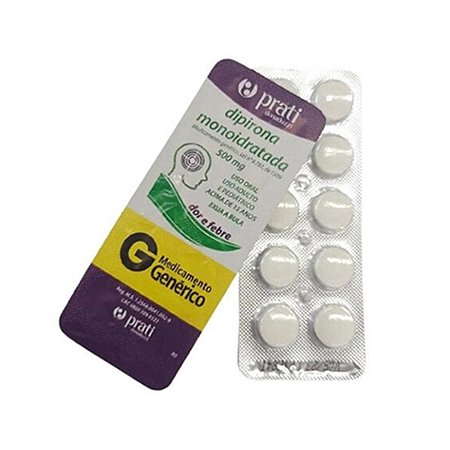 DIPIRONA MONOIDRATADA 500MG C/ 10 COMPRIMIDOS (PRATI)