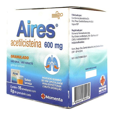 AIRES 600MG CX.C/16 ENVELOPES 5G. SB. LARANJA ACETILCISTEINA