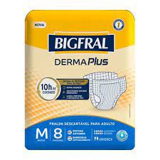 FRALDA GERIÁTRICA BIGFRAL DERMAPLUS TAMANHO M C/8 UNIDADES