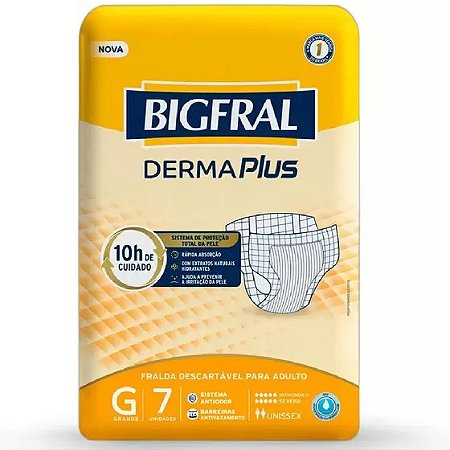 FRALDA GERIÁTRICA BIGFRAL DERMAPLUS TAMANHO G C/7 UNIDADES