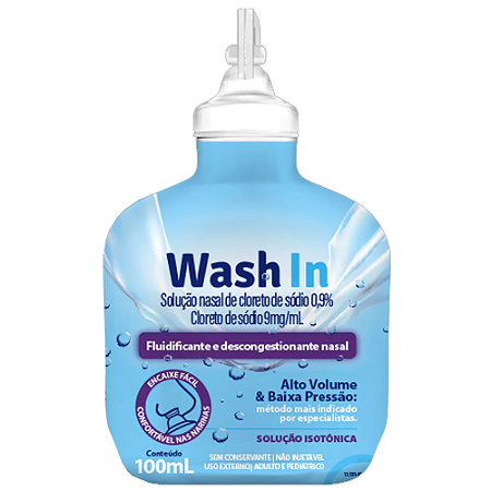 WASH IN LAVAGEM NASAL FR.C/100ML ADV CLORETO SÓDIO