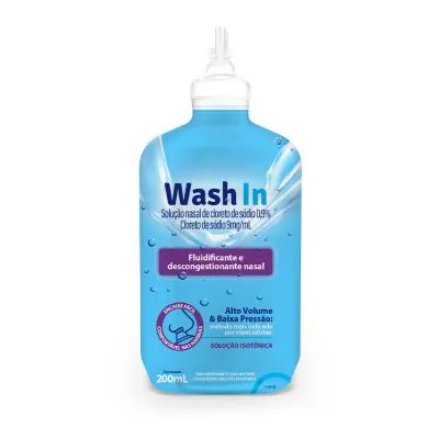 WASH IN LAVAGEM NASAL FR.C/200ML ADV CLORETO SÓDIO