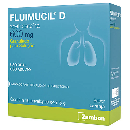 ACETILCISTEINA FLUIMUCIL D 600MG CX.C/16 ENVELOPES DE 5G. SB.LARANJA
