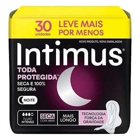 INTIMUS NOTURNO TODA PROTEGIDA COBERTURA SECA C/ABAS 30 ABSORVENTES