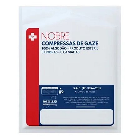 COMPRESSA DE GAZE NOBRE ESTÉRIL C/10 UNIDADES 13 FIOS